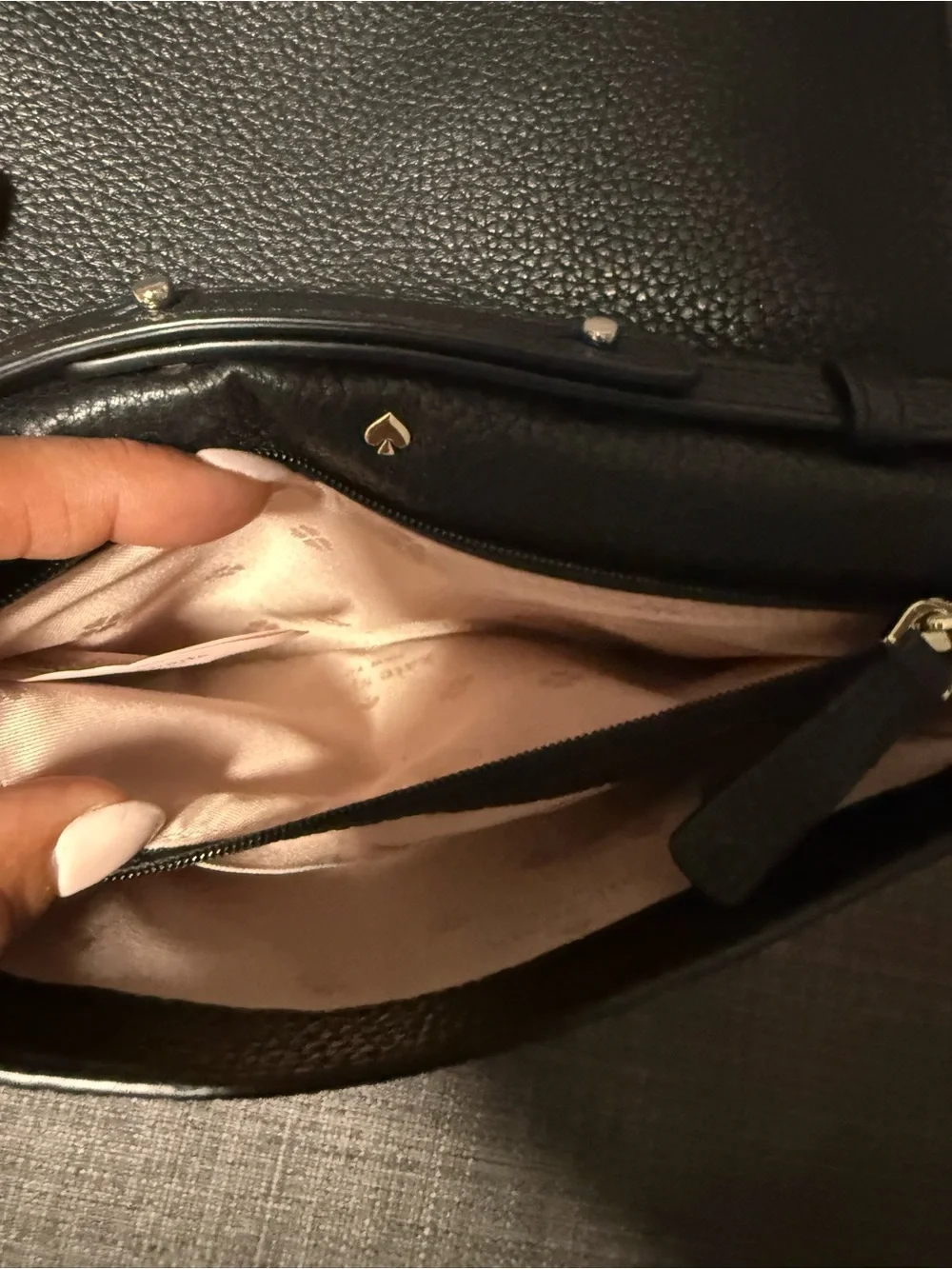 Kate Space Black Leather Crossbody Wallet with Chain Strap